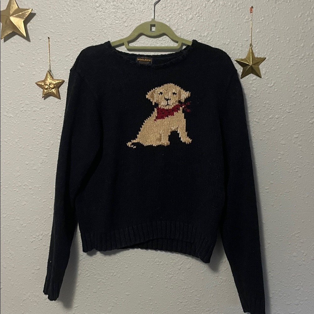 Woolrich Vintage dark navy Knit Sweater With Puppy